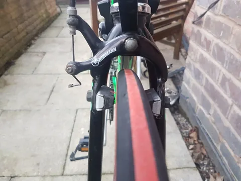 Black Weinmann front calliper seen from the front