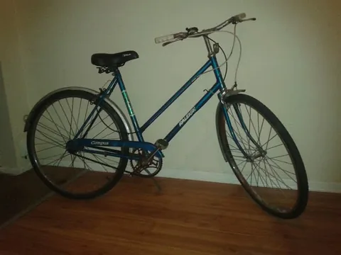 Blue Raleigh ladies' bicycle with Campus on the chainguard