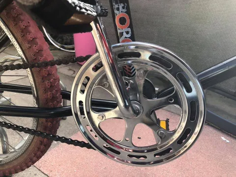 Chrome chainring with a slotted guard ring