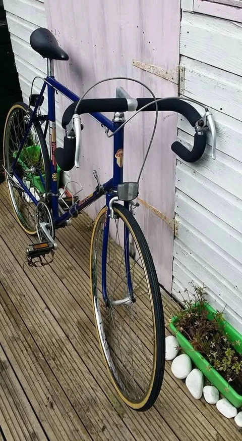 The blue Sun from the front, with black bar padding and a front reflector